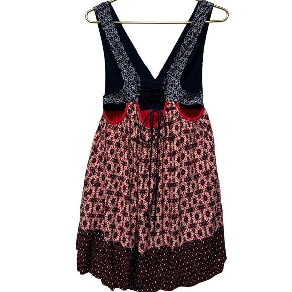 Lulus SIZE XS La Vie en Roses Navy Blue and Red Floral Print Sundress Dress - Picture 5 of 7